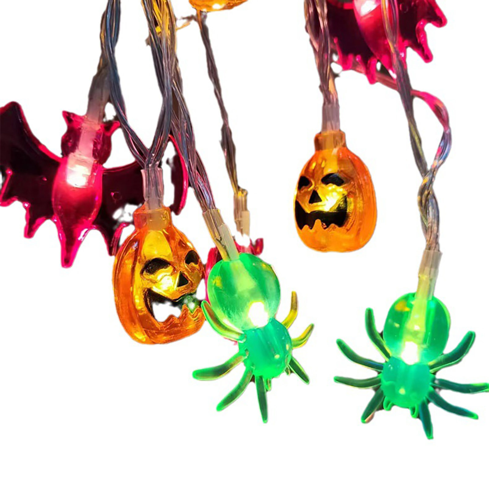 Halloween Lights 10FT 20 LED Waterproof Pumpkin Bat String Lights Battery Operated 8 Lighting Modes Fairy Light With Timer