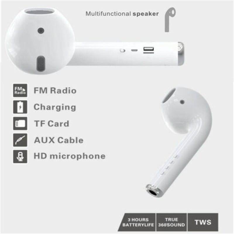 Speakers Air pods Shaped Wireless Stereo Speakers Bluetooth Gift white