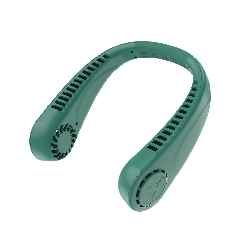 Portable Neck Fan 360°Fast Cooling Hanging Fan USB Rechargeable 3000mAh Battery Fan For Camping Office Travel green