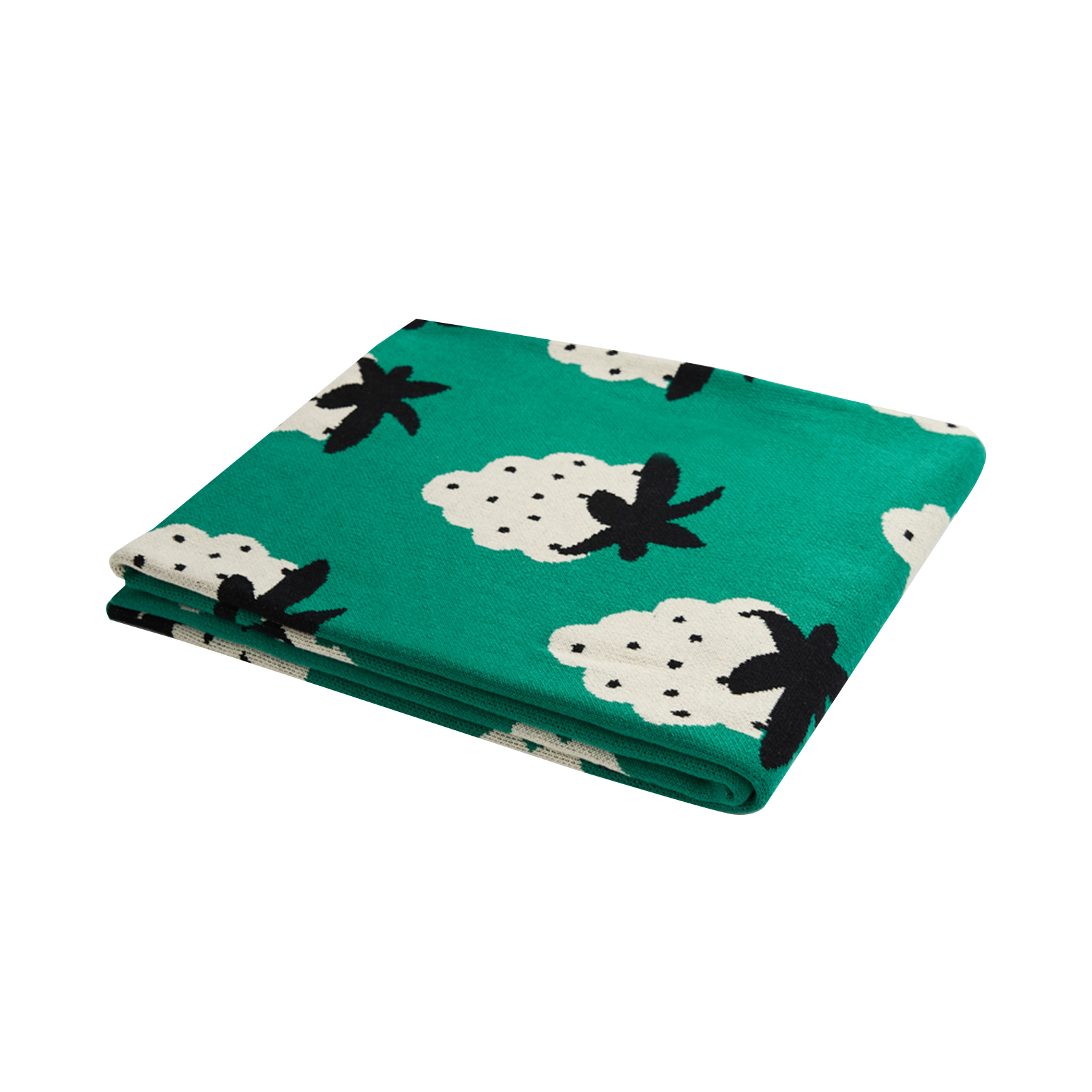 Strawberry Pattern Cotton Blanket Lightweight Breathable Super Soft Throw Blanket For Couch Sofa Bed green Blanket: 130 x 160CM