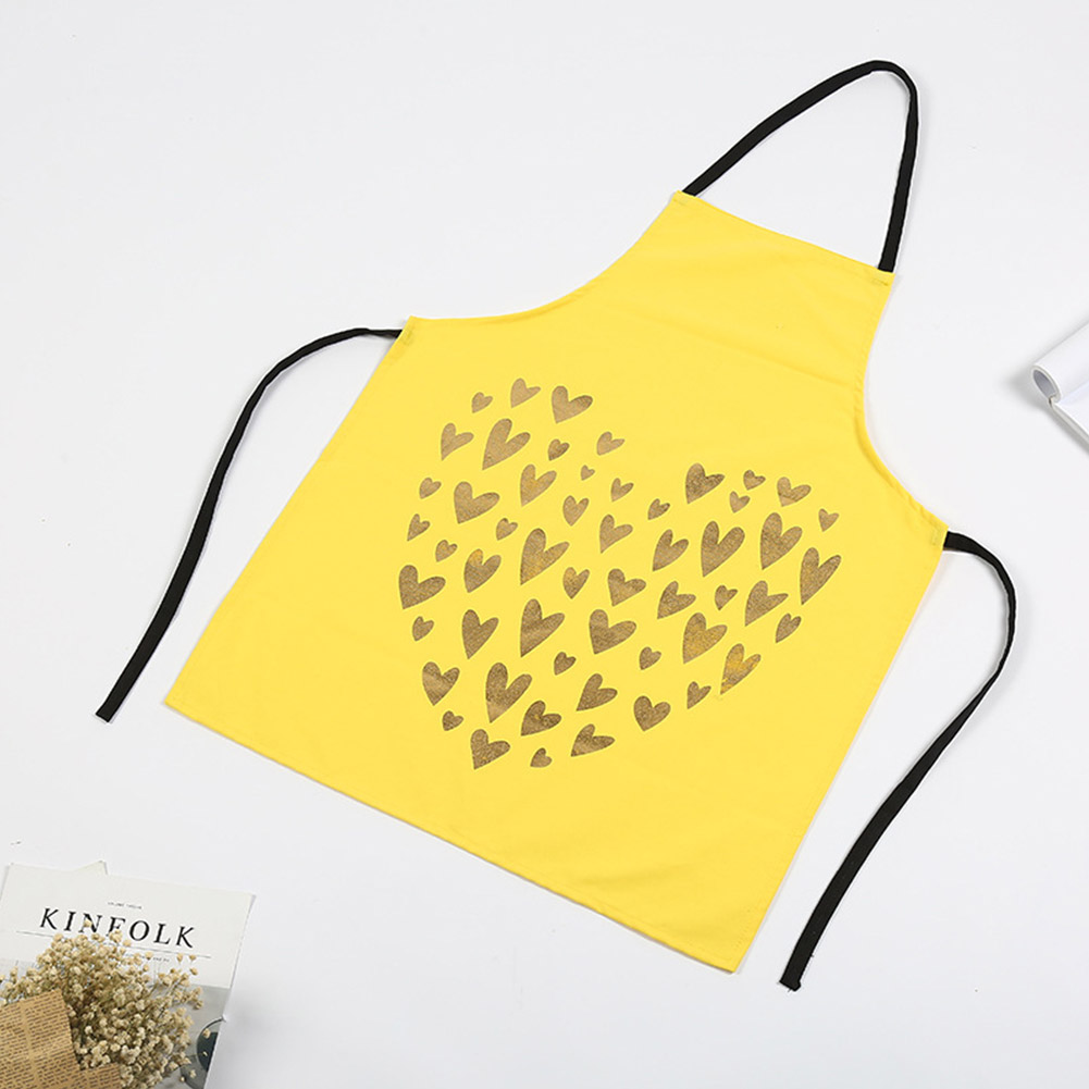 Cotton Gold Heart Shape Printing Anti-fouling Apron for Cooking Cleaning