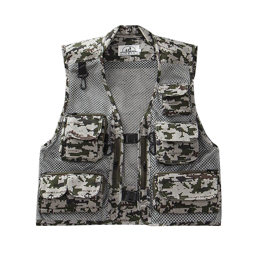 Wholesale Men Summer Casual Camo Vest Multi-pocket Breathable Mesh