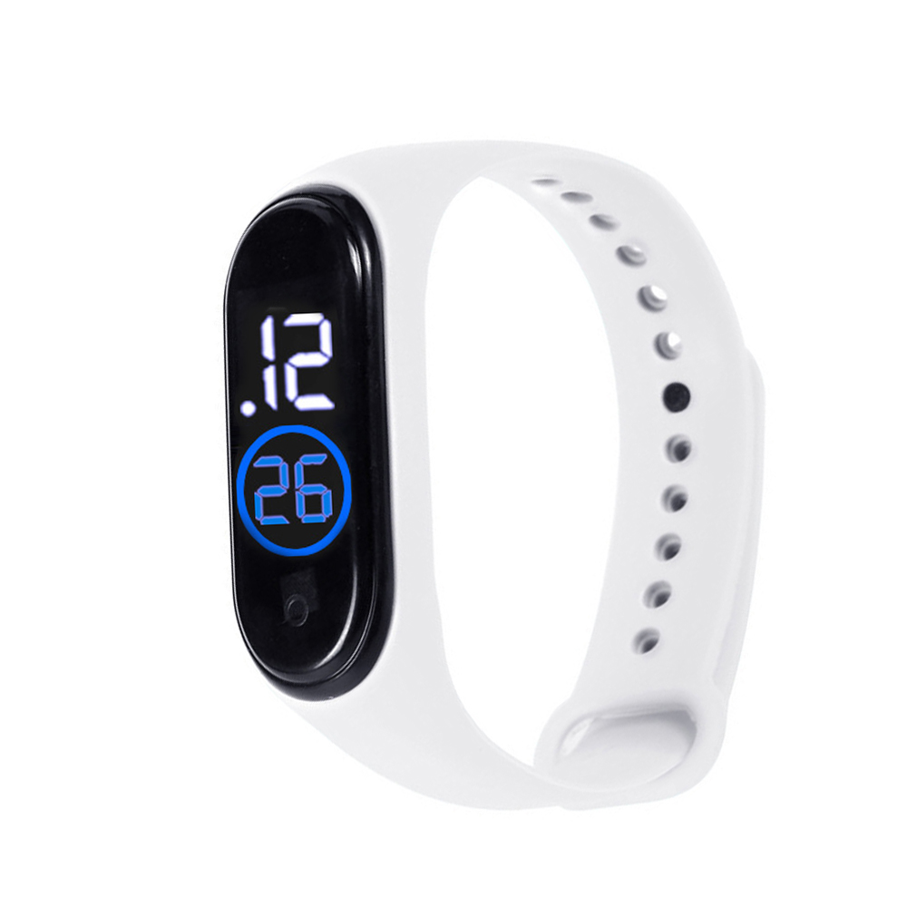 LED Electronic Sports Luminous Sensor Watches Men and Women Waterproof Digital Wristwatch Clock white