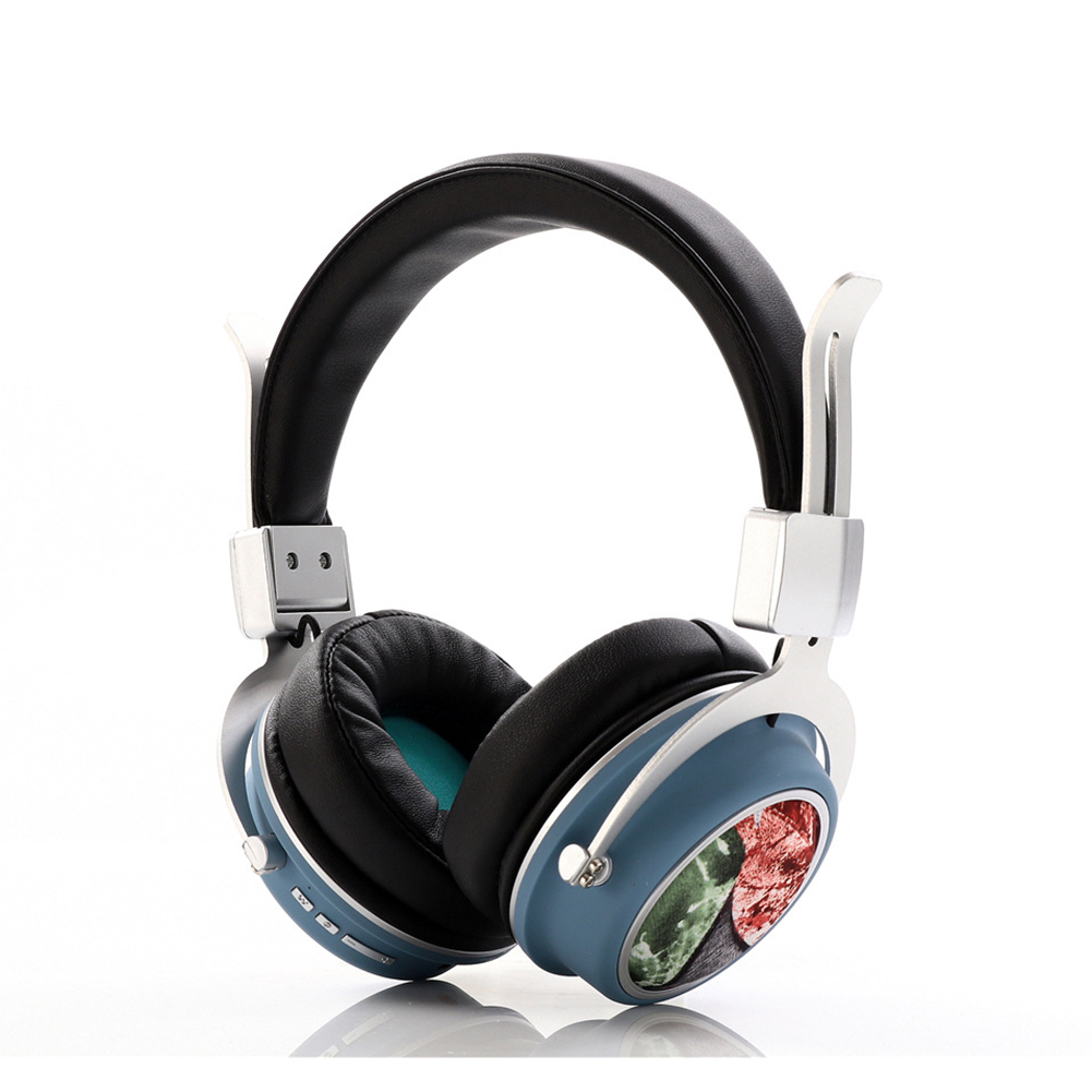 Head Set Wireless BT Bass Headset Phone Insert Card Radio Headset MH5 blue