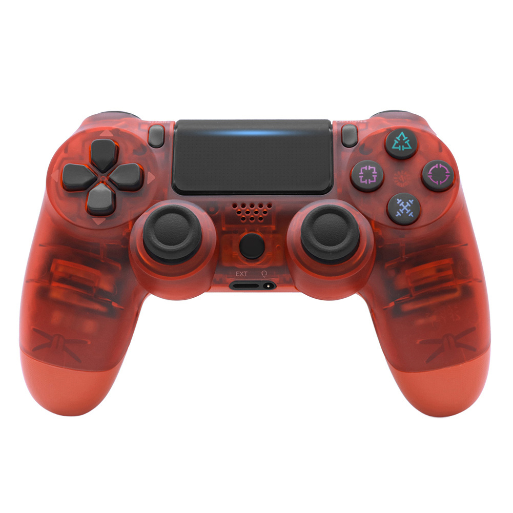 For PS4/Slim Controller Bluetooth 4.0 Mobile Gamepad with Light Bar Transparent red