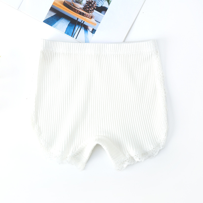 Summer Safety Pants For Girls Cotton Breathable Stretchy Bottoming Shorts For 3-10 Years Old Children White 4-5Y 110