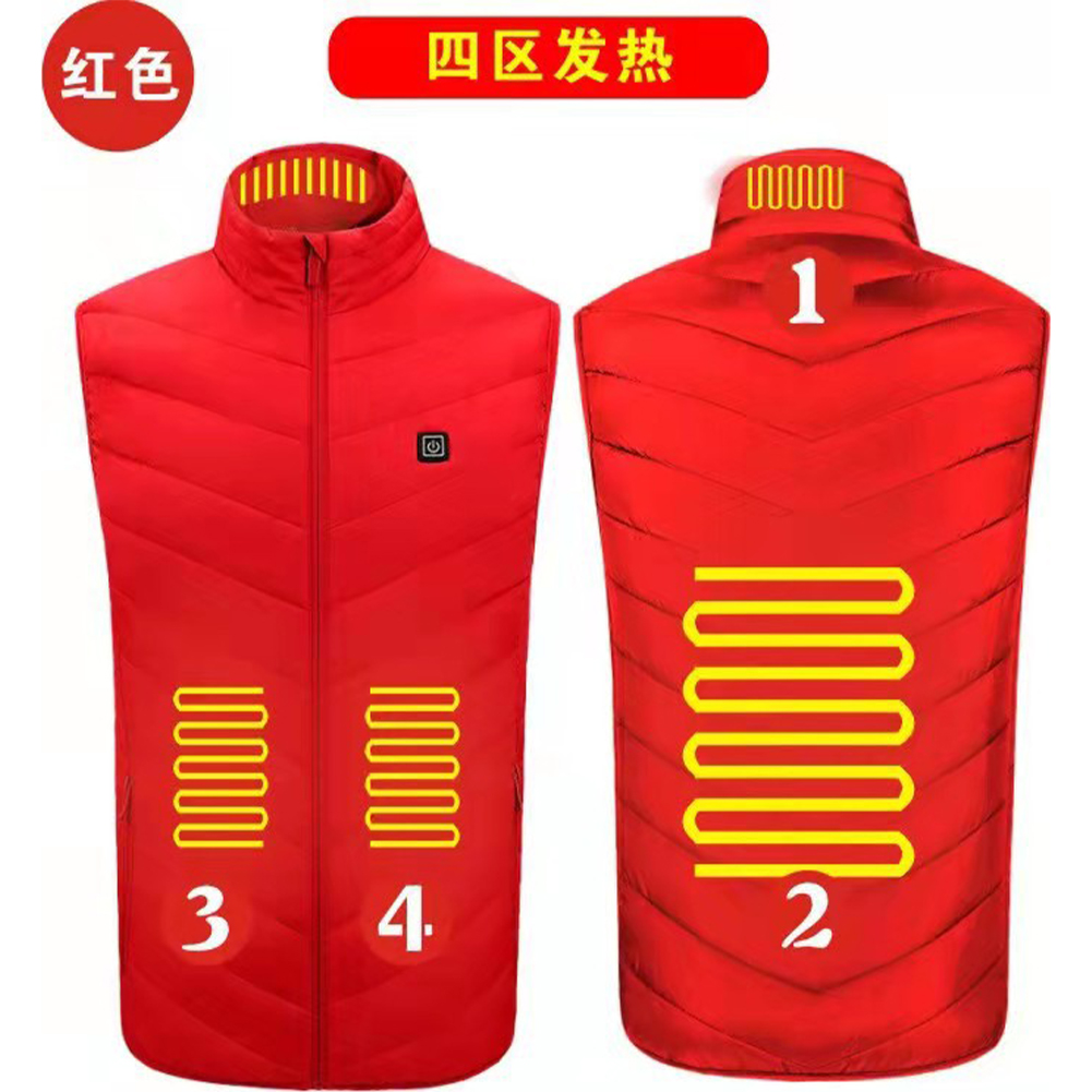 Men 4 Zones Heating Vest Usb Smart Heating 3-speed Adjustable Temperature Vest