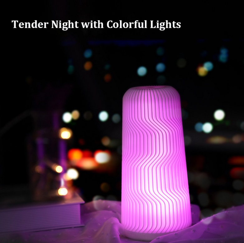 ZYS-3D Print Night Lamp USB Rechargeable LED Colorful Lights Home Decoration white