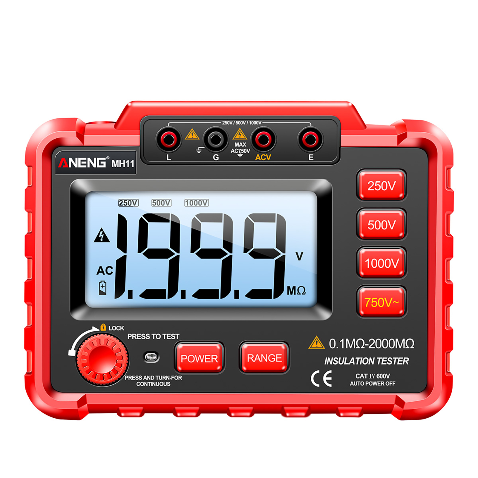 ANENG Insulation Resistance Tester Digital 250v/500v/1000v Backlight Display Megohm Meter MH11 without Battery Green