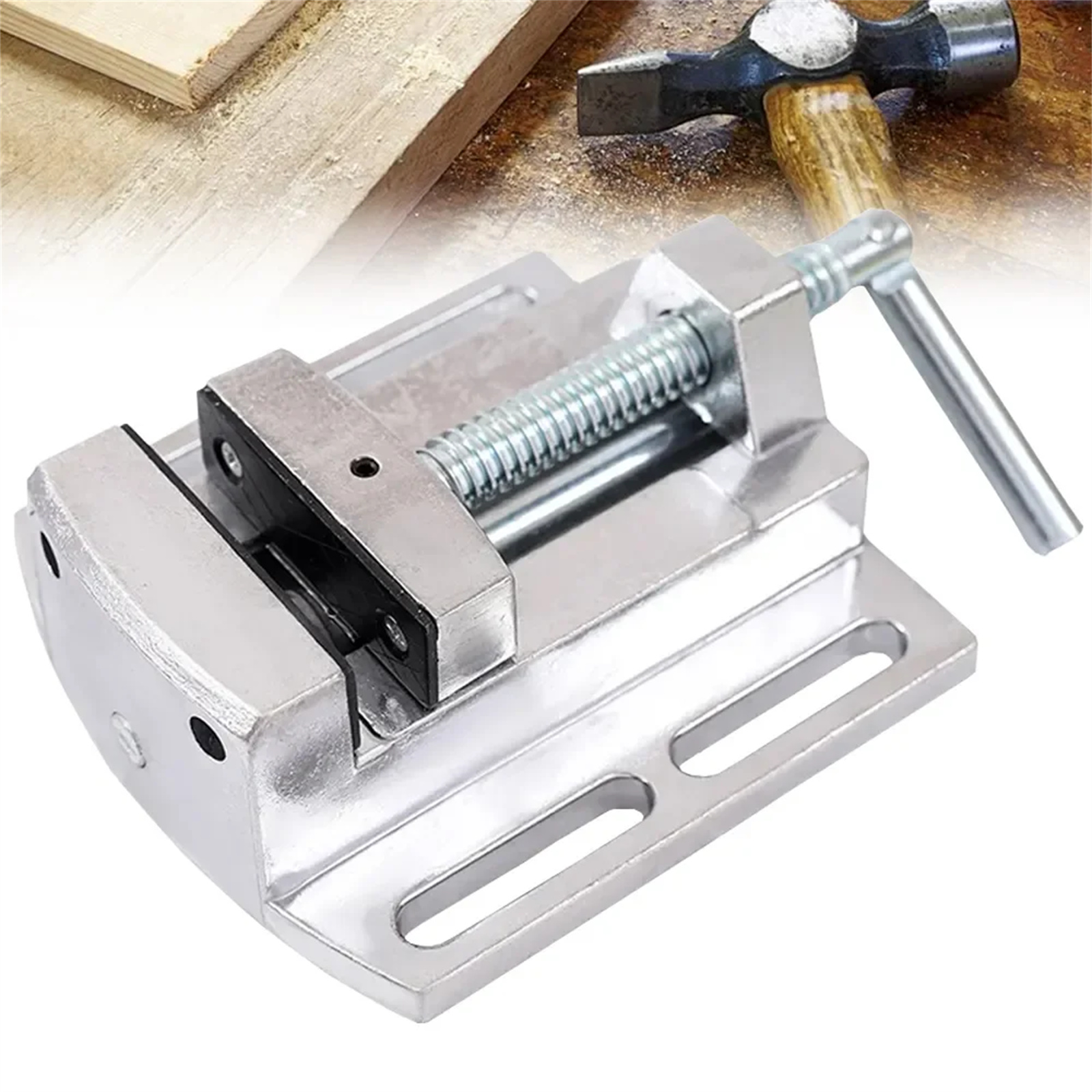 2.5 Inch Aluminum Vise Flat Pliers, Woodworking Operation Fixed Clip Hand Tool, Double Track Precision Clamping Work Bench Vise For Woodworking Milling Machine silver