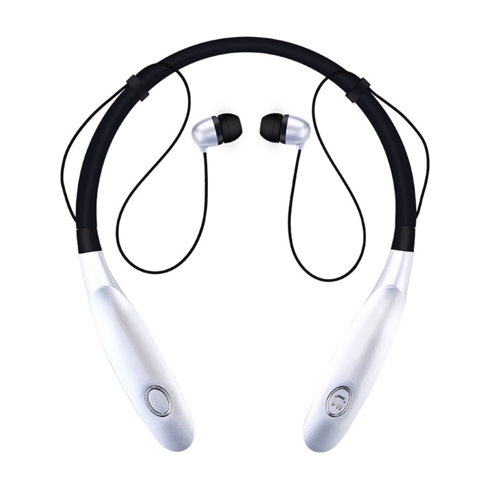 TWS Bluetooth Earphone Wireless Headphones Hanging Neck Type Sports Earbuds silver