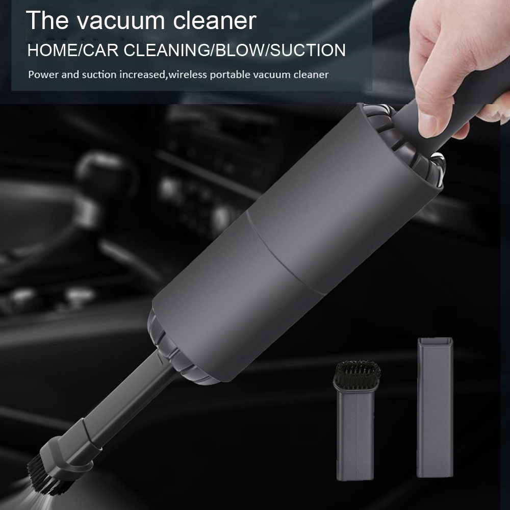 Mini Handheld Cordless Vacuum Cleaner USB Charging Low Noise Air Suction Home Car Cleaning black