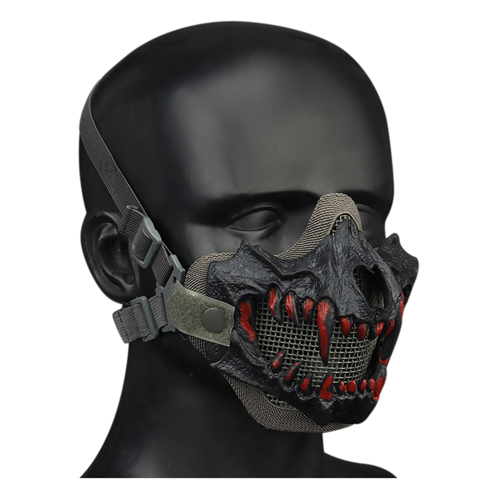 WoSporT Tactical Half Face Mask Fangs Breathable Protective Tactical Mask Half Face Protective Masks
