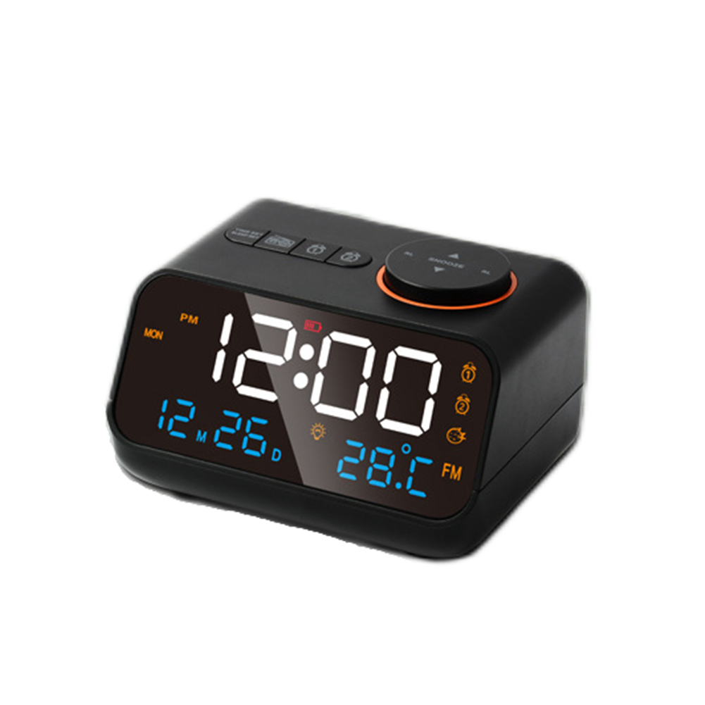 Led Digital Alarm Clock Fm Radio Dimming Rechargeable Temperature Humidity Meter
