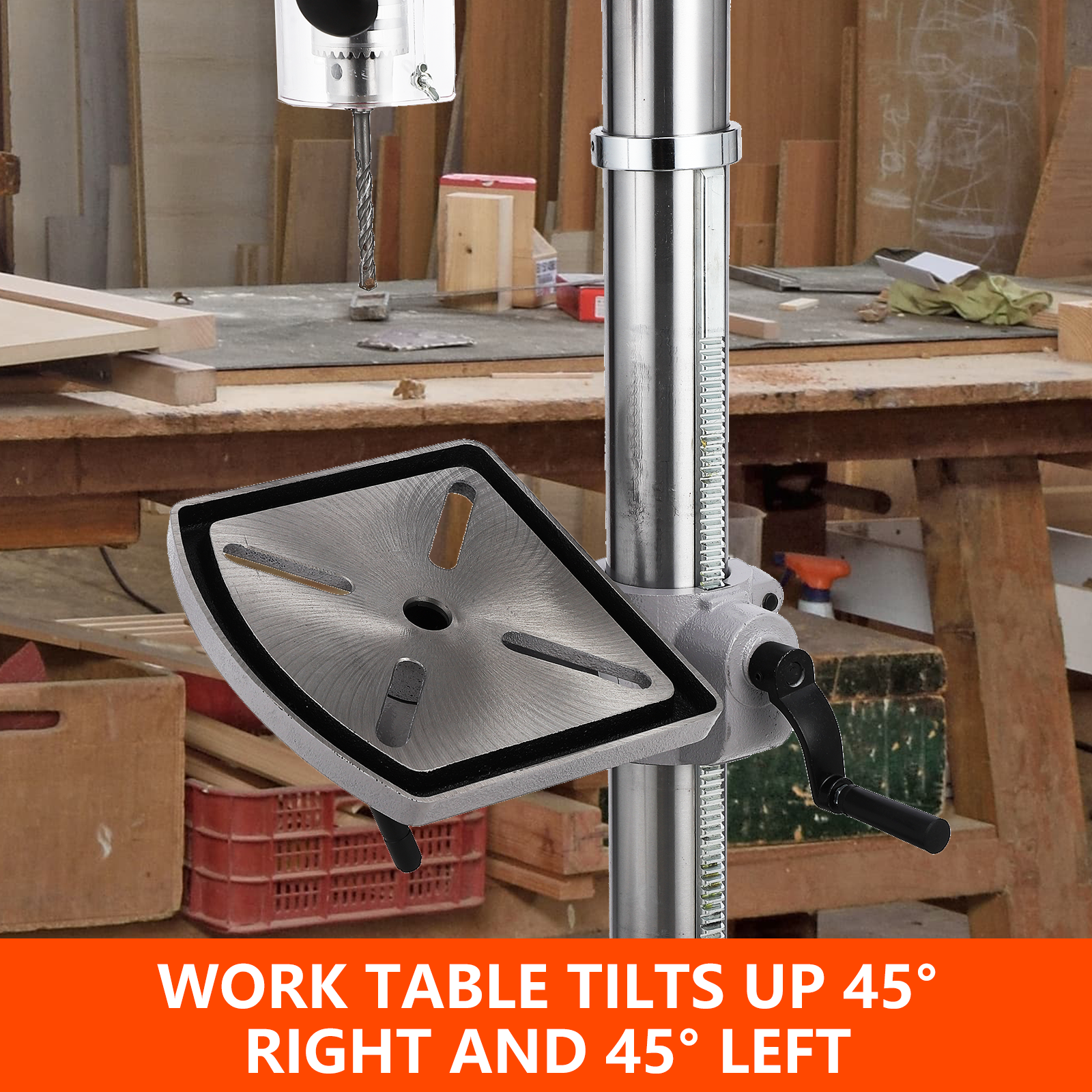 US GARVEE 15 Inch 120V Copper Motor Drill Press, 3084 RPM, Tilting Table