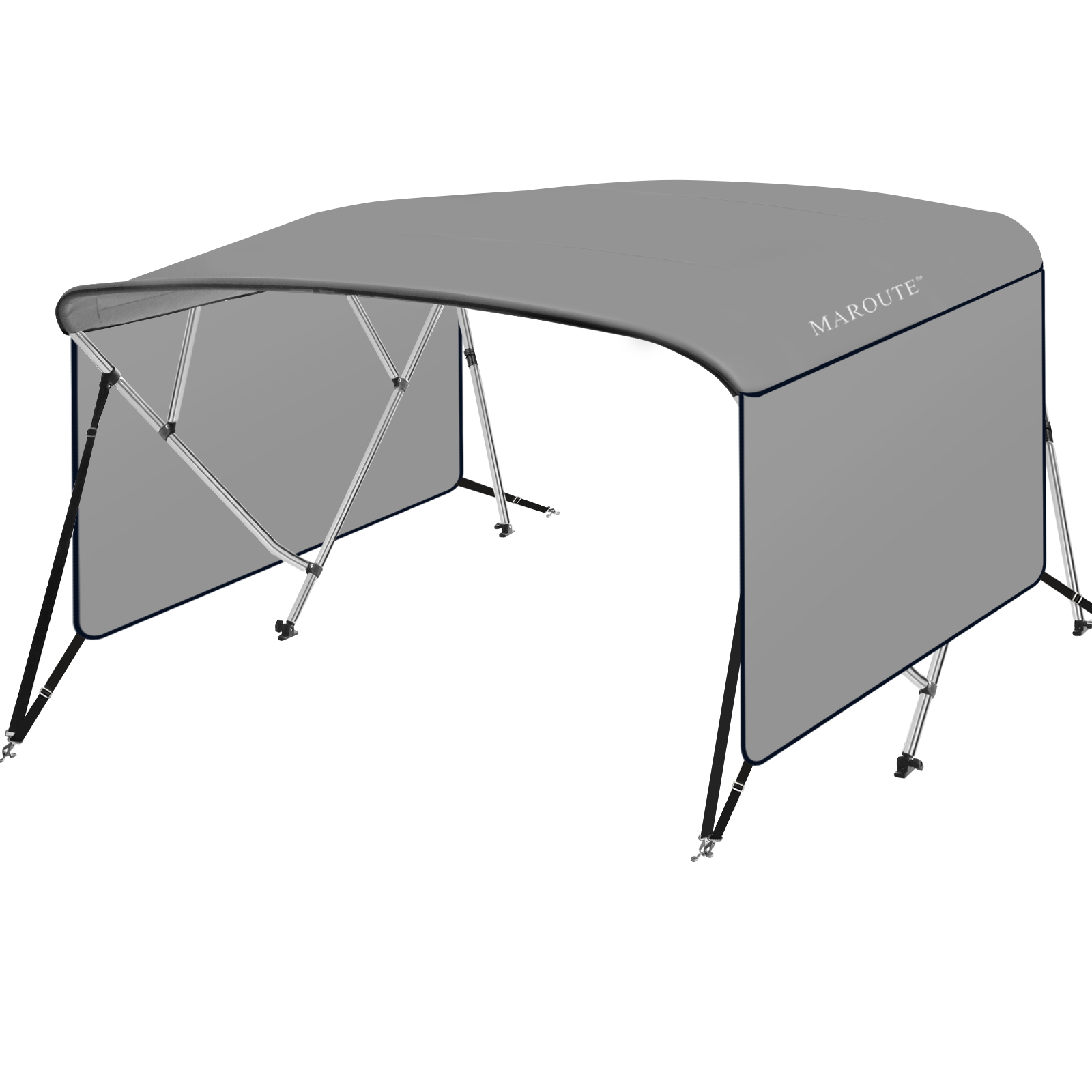 US GARVEE 4 Bow Bimini Top Boat Cover with 1” Aluminum Alloy Frame, Include 2 Straps, 2 Adjustable Rear Support Pole, Zippered Storage Boot, PU Coating Canvas (4 Bow 8'L x 54