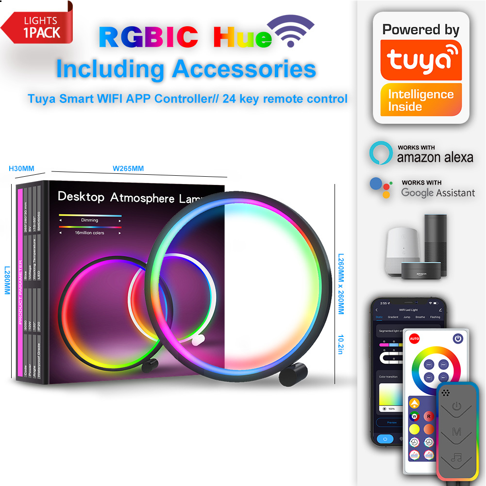 Smart LED Lamp for Living Room, APP Control Dual Mode RGB IC Round LED Table Lamp