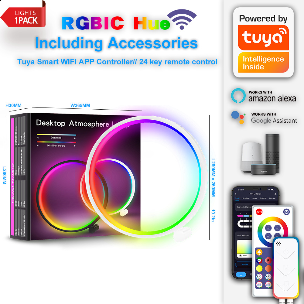 Smart LED Lamp for Living Room, APP Control Dual Mode RGB IC Round LED Table Lamp