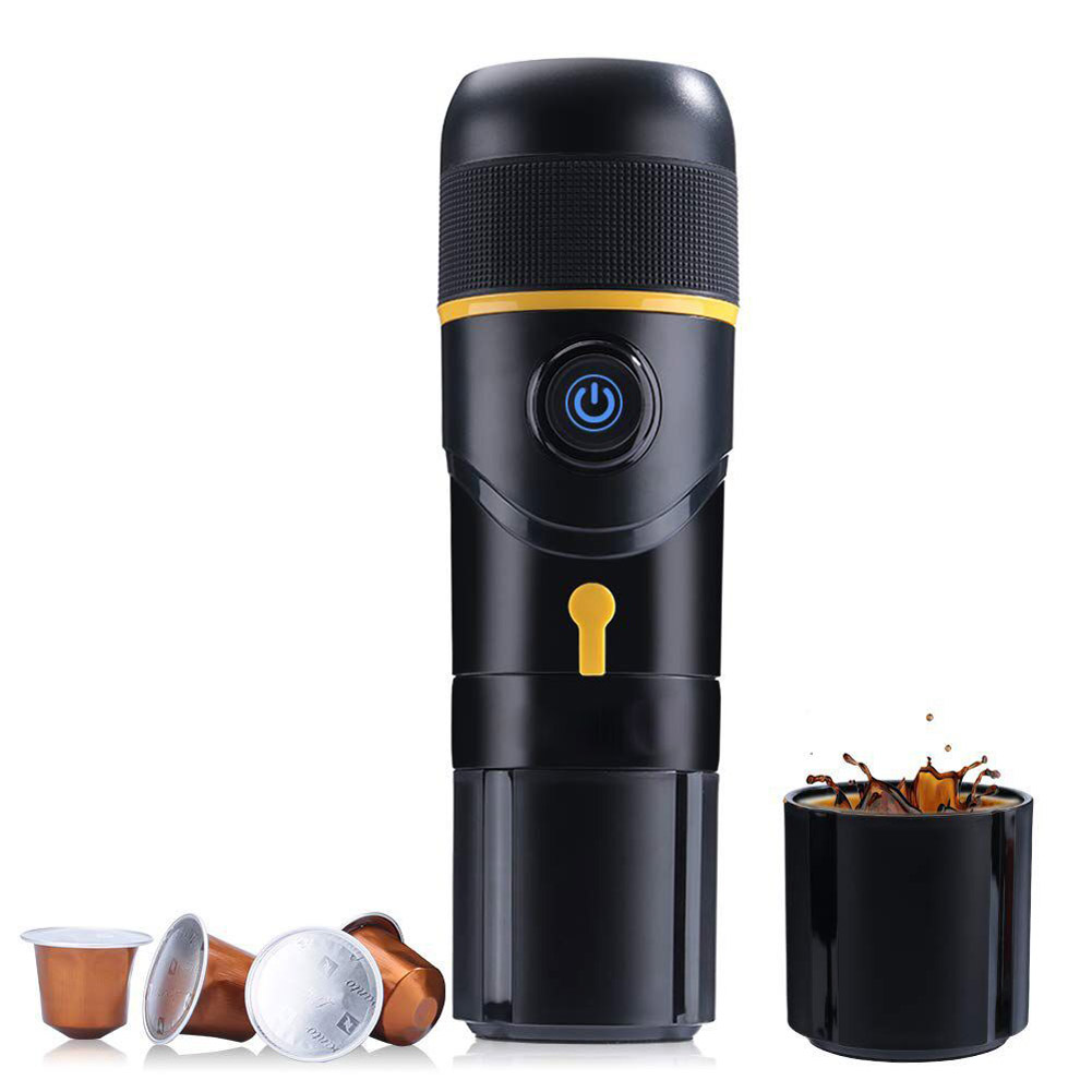 Portable Vehicle Coffee Machine Electric Heated Capsule Espresso Coffee Cup black