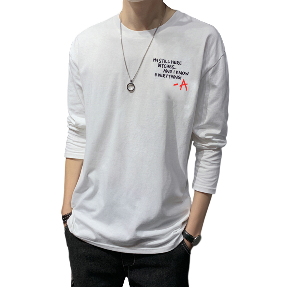 Men's T-shirt Autumn Long-sleeve Thin Type Loose Bottoming Shirt  white_3XL