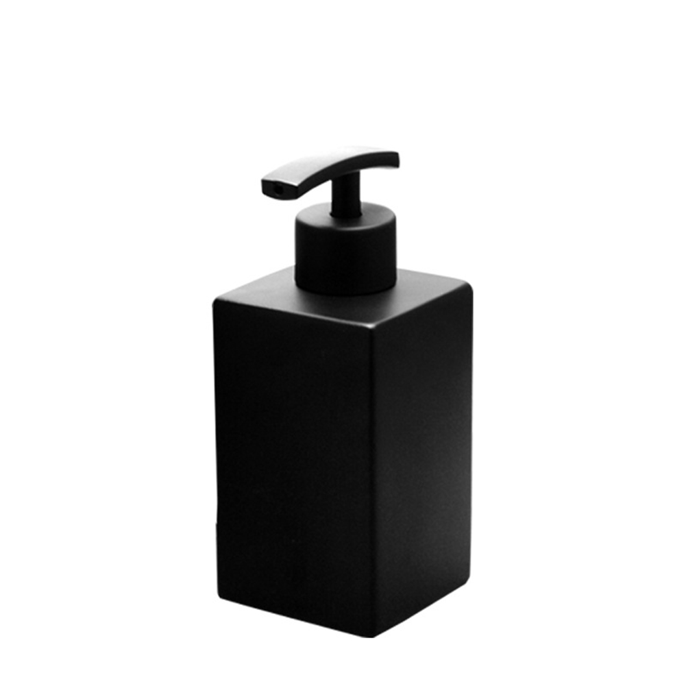 Bathroom Refillable Soap Dispenser 304 Stainless Steel Shower Gel Shampoo Lotion Hand Washing Detergent Bottle square Matte black 358ml+H