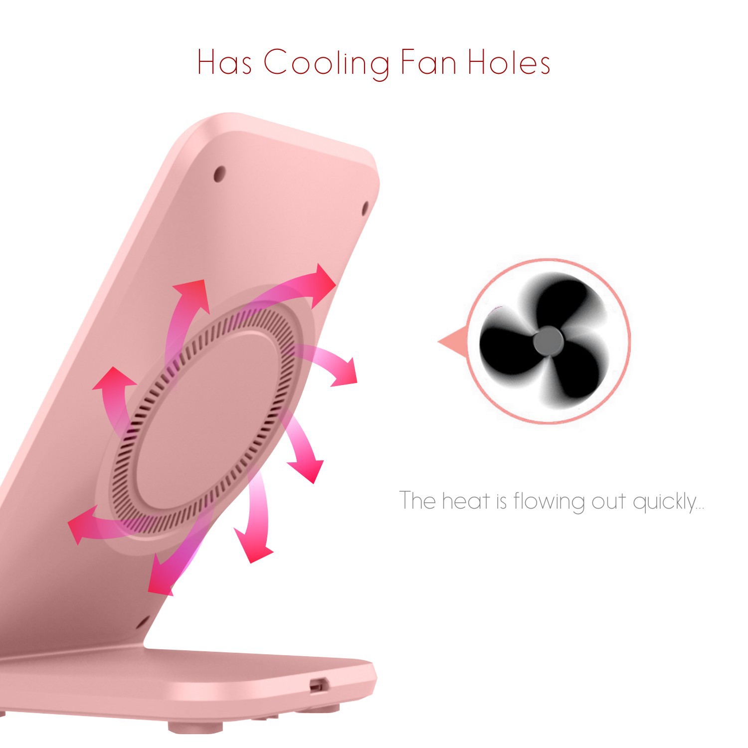 Vertical Wireless Fast Charger Micro Usb Interface Intelligent Display Charging Pad Compatible For Iphone8 X Note10 S9s8 pink (with fan)