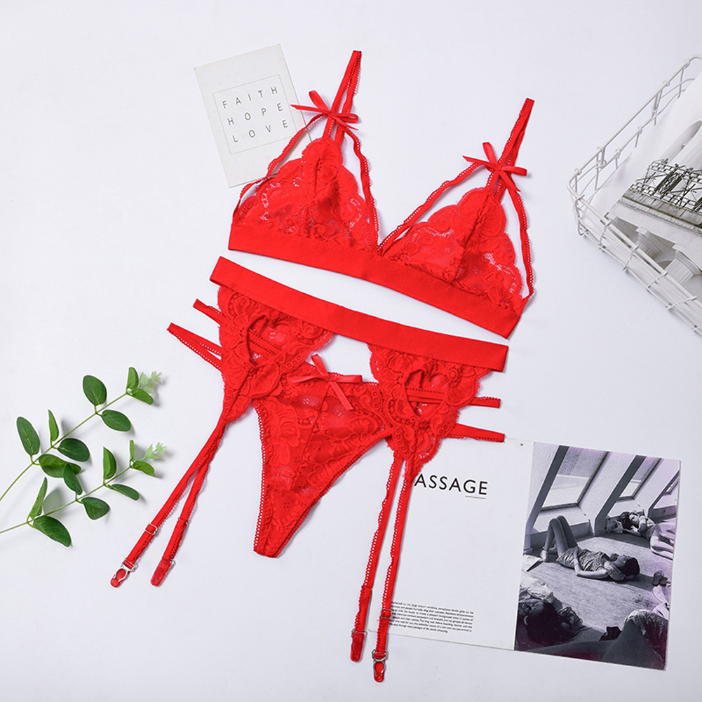 Women Lingerie Sexy Lace Bra Erotic Bra Briefs Set Plus Size Sexy Underwear red_XXL