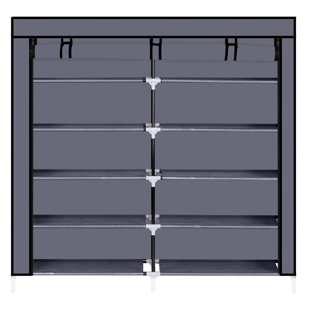 US 7 Layers 14 Grids Shoe  Cabinet 110*28*115cm Household Organizer Storage Rack Gray