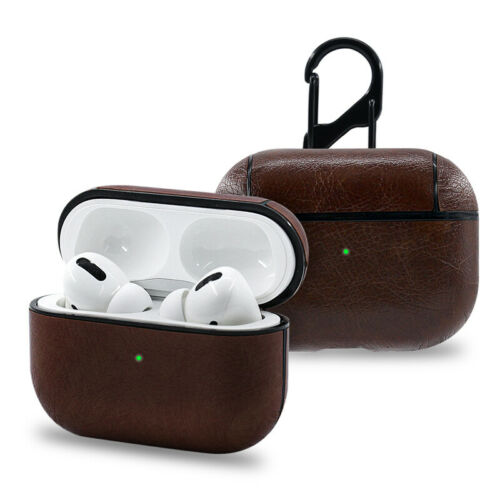 Wireless Bluetooth Earphone Cases For Apple AirPods Charging Headphones For Airpods Synthetic Leather Protective Cover Dark brown