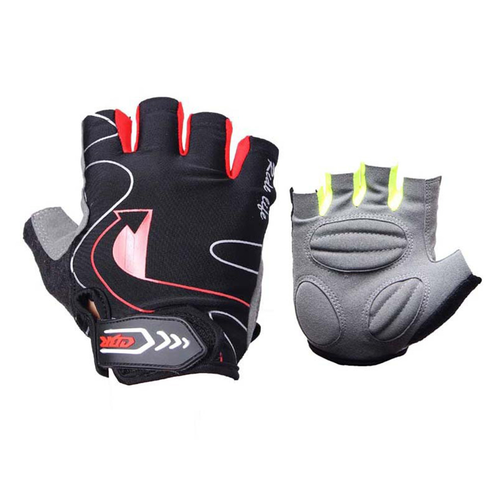 Riding Gloves Silicone Half-finger Gloves Moisture and Breathable Gloves Black red_M