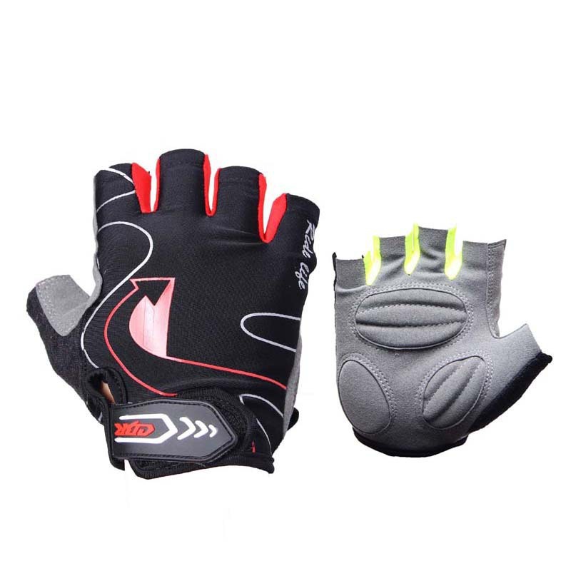 Riding Gloves Silicone Half-finger Gloves Moisture and Breathable Gloves Black red_XL