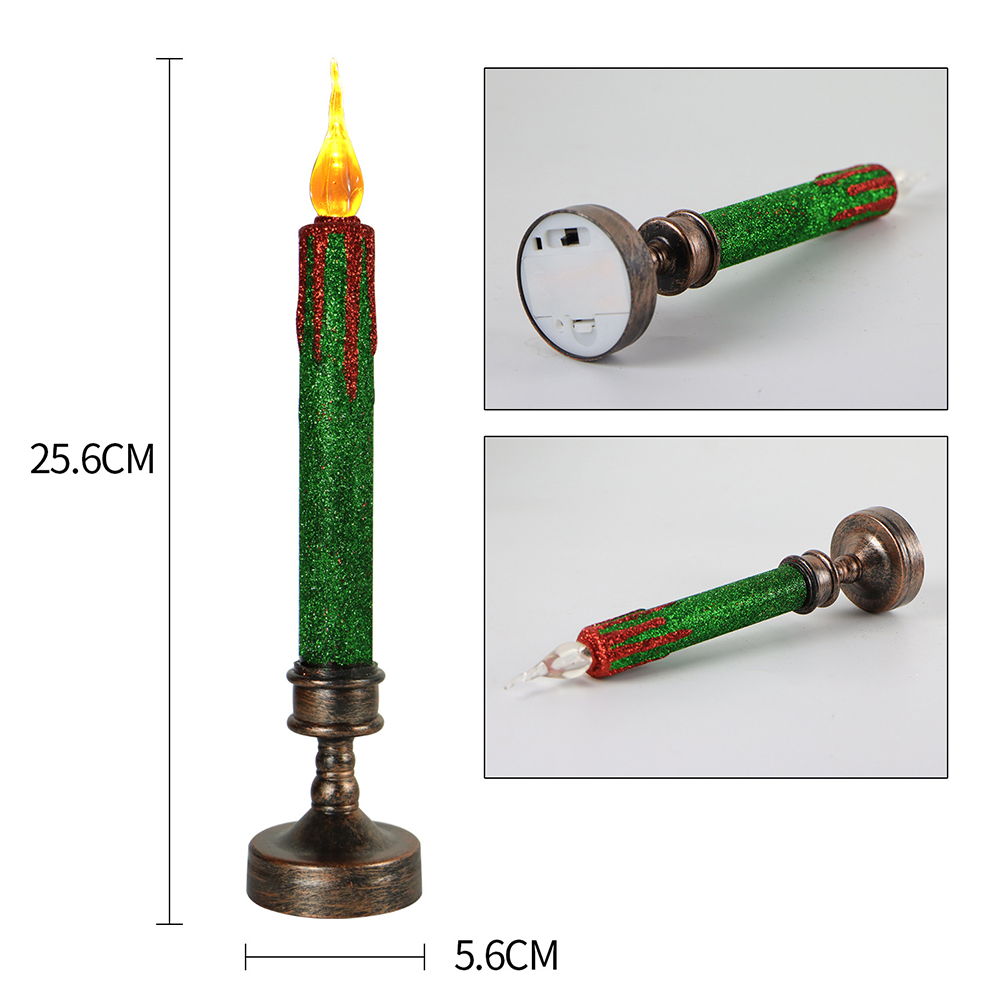 2pcs Led Electronic Candle Light Flameless Night Light Ornament with Base