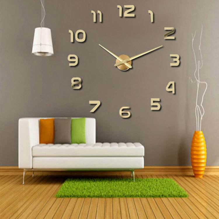 3D Big Size Wall Clock Mirror Sticker Diy Living Room Decor Meetting Room Wall Clock