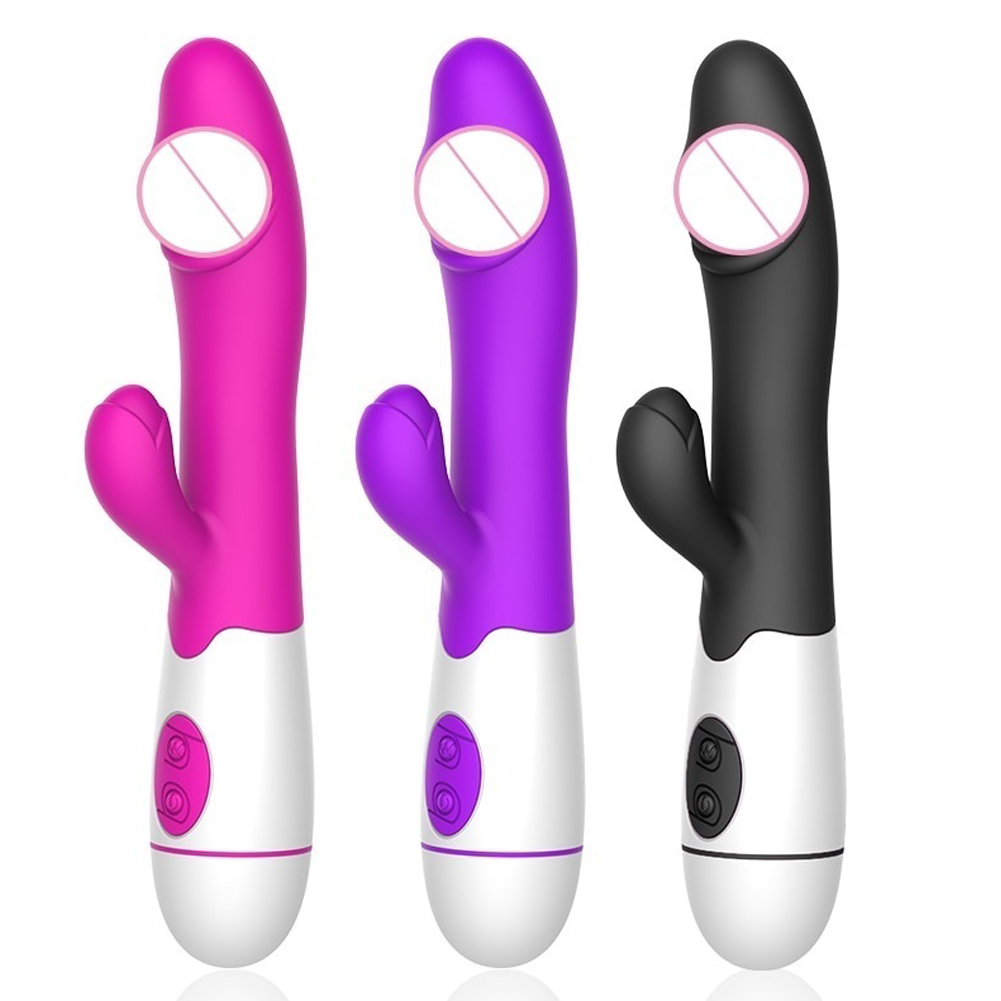 30 Speed Vibration Dildo Rabbit Vibrator for Women USB Charge Dual Motor G Spot Vibrators Female Sex Toys purple