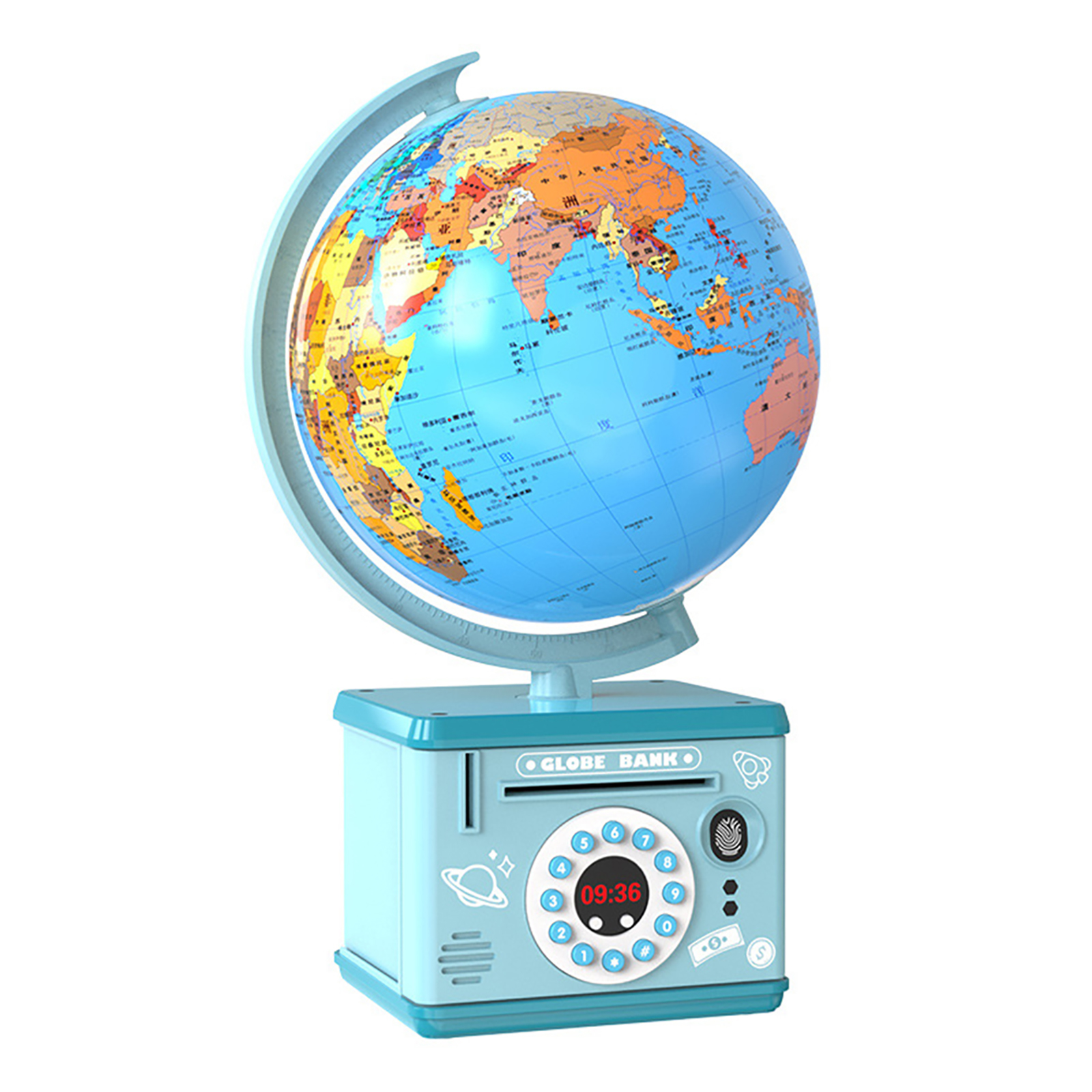 Children Globe Shape Piggy Bank Password Money Box Cash Coin Savings Box