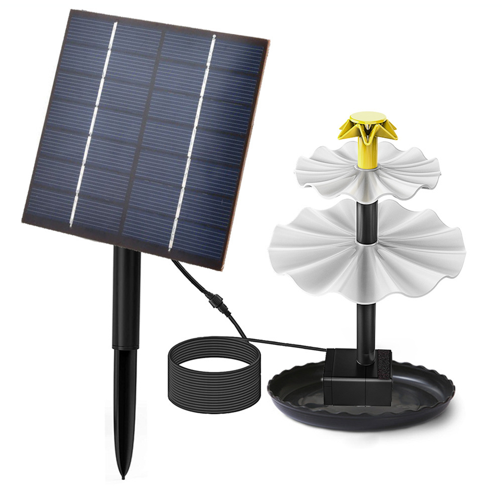 3 Tiered Bird Bath With 2.5W/ 4W Solar Pump Water Feature Outdoor DIY Solar Bird Bath Fountain Solar Powered Water Fountain Outdoor Bird Feeder 2.5W  without battery