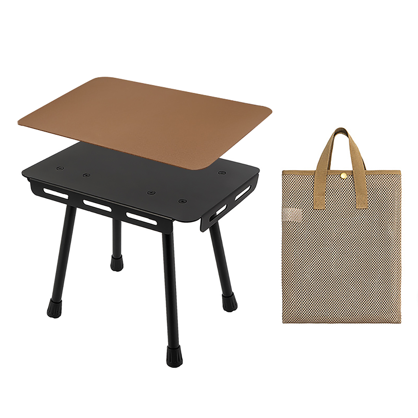 Portable Folding Table Set Height Adjustable Aluminum Alloy Camping Outdoor Lightweight Table For Outdoor Camping Beach Backyards BBQ Parties D stool+pu cushion cocoa color