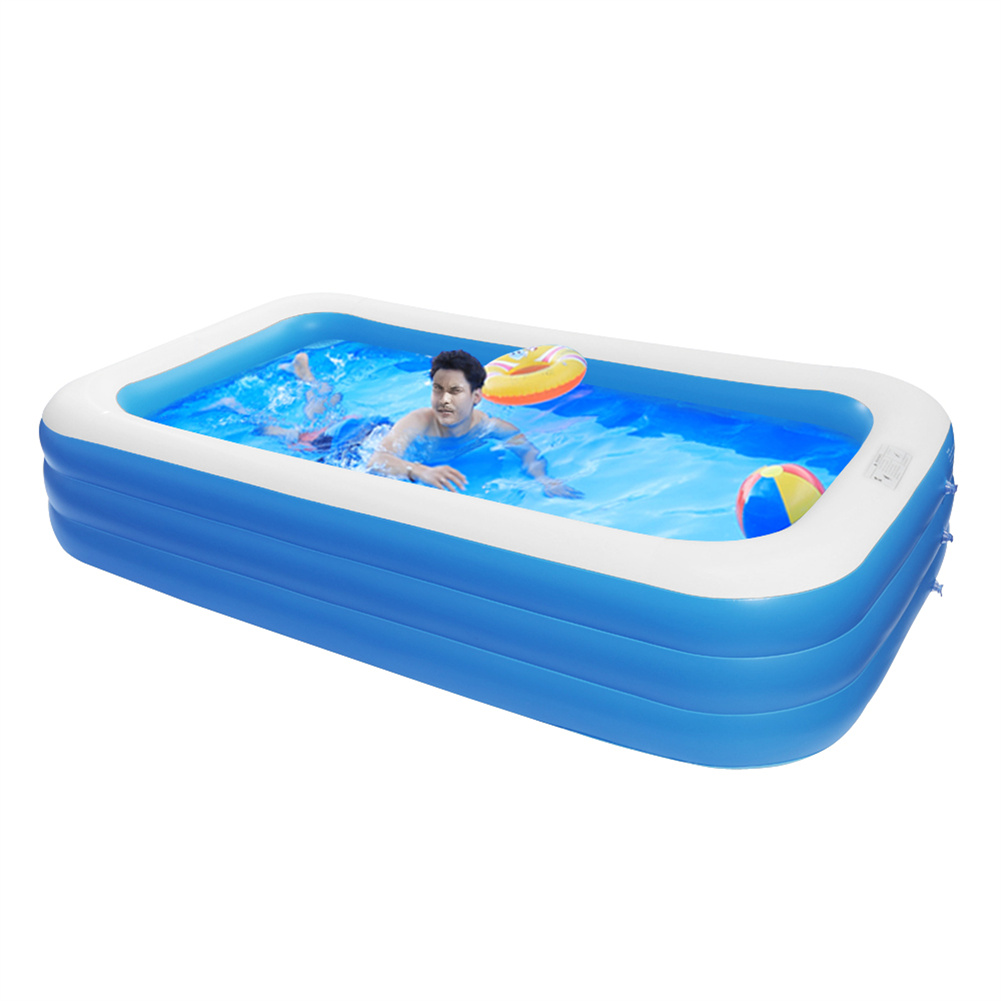 US 1 Set 120*72*22in Inflatable  Swimming  Pool Wall Thickness 0.4mm Pvc 3 Layers Cuboid Pool Blue