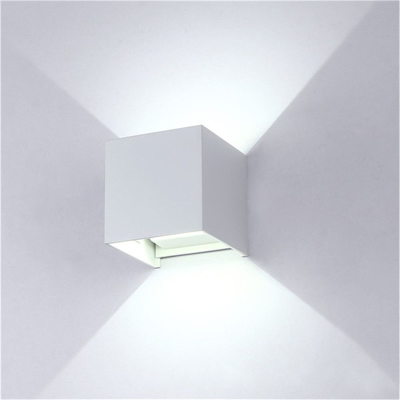 Waterproof Dimmable Aluminum Shell Wall Lamp for Outdoor Lighting White light_BD80 square cover white shell 12W