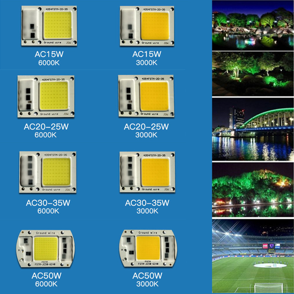 ID 15W/20W/30W/50W LED Drive-Free COB Chip Lamp 220V 15W white light