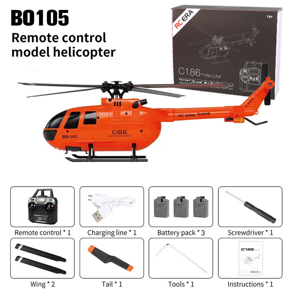 C186 Pro 2.4ghz RC Helicopter 4ch Bo105 6-shaft Gyroscope Electric RC Aircraft