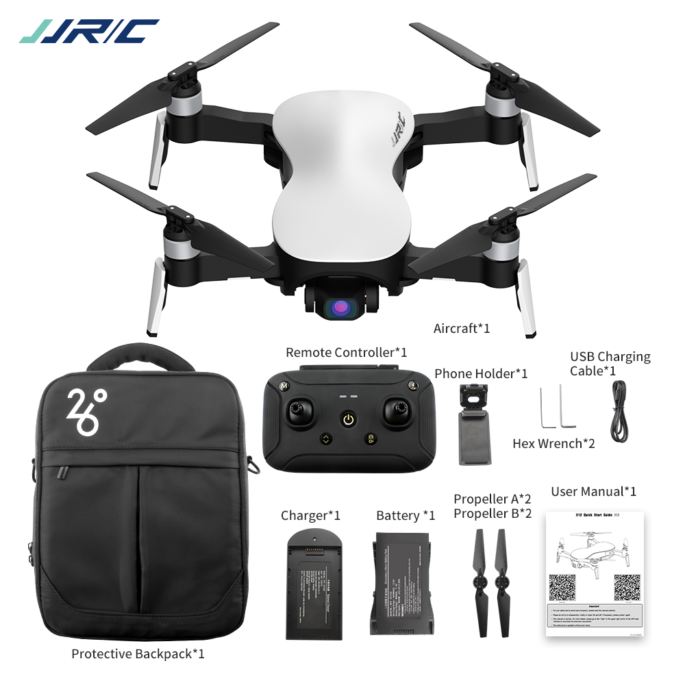 Jjrc X12 5g Wifi Brushless Motor 4k Hd Camera Gps Dual Mode Fpv Positioning Built-in Rechargeable Battery Foldable Rc  Drone Quadcopter Rtf White