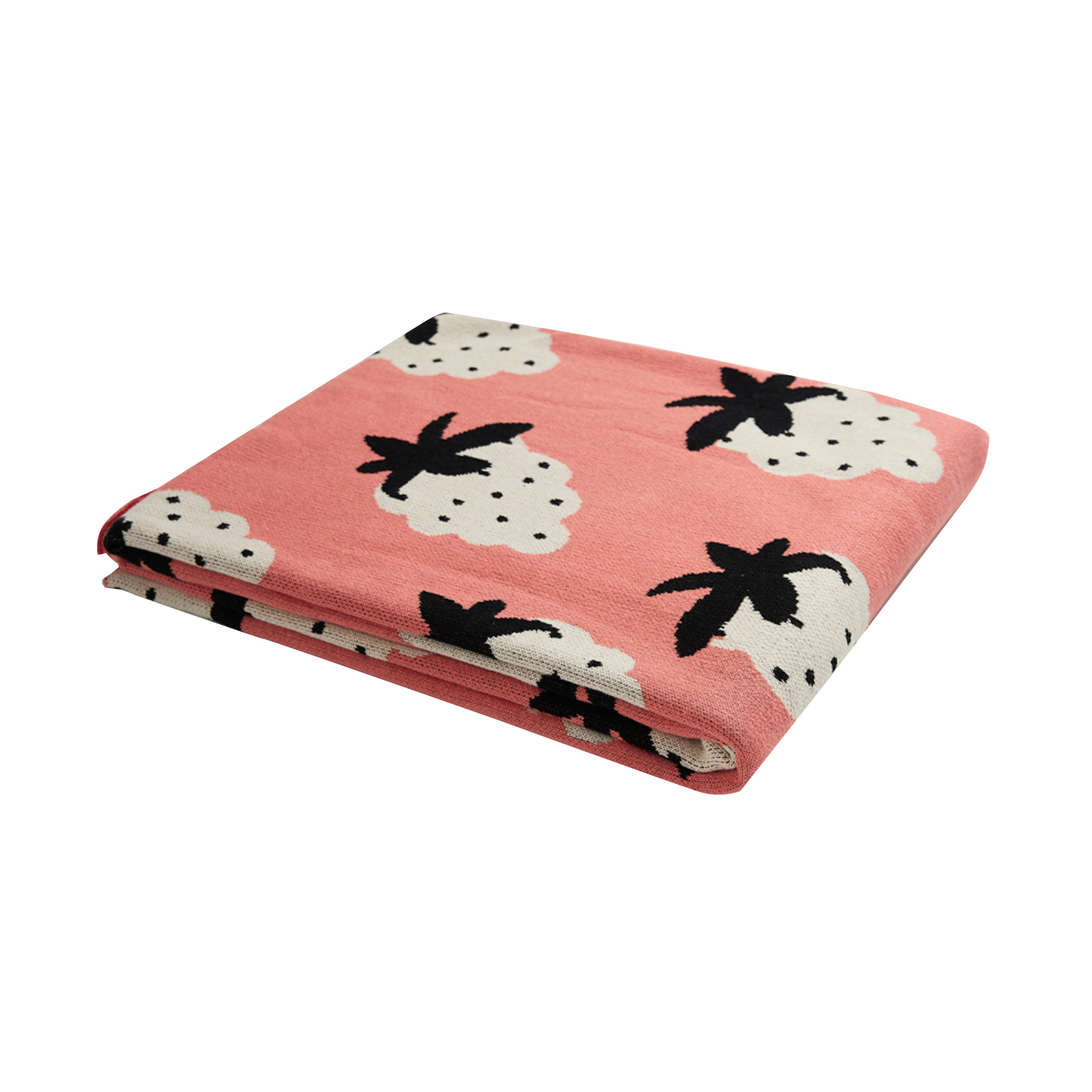 Strawberry Pattern Cotton Blanket Lightweight Breathable Super Soft Throw Blanket For Couch Sofa Bed pink Blanket: 130 x 160CM