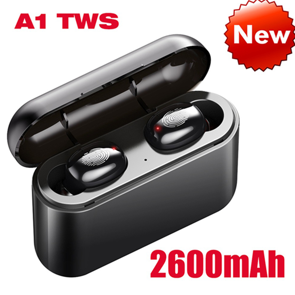 A1 TWS Bluetooth Headset 5.0 Touch Motion Wireless Bluetooth Earphone 2600 mAh black