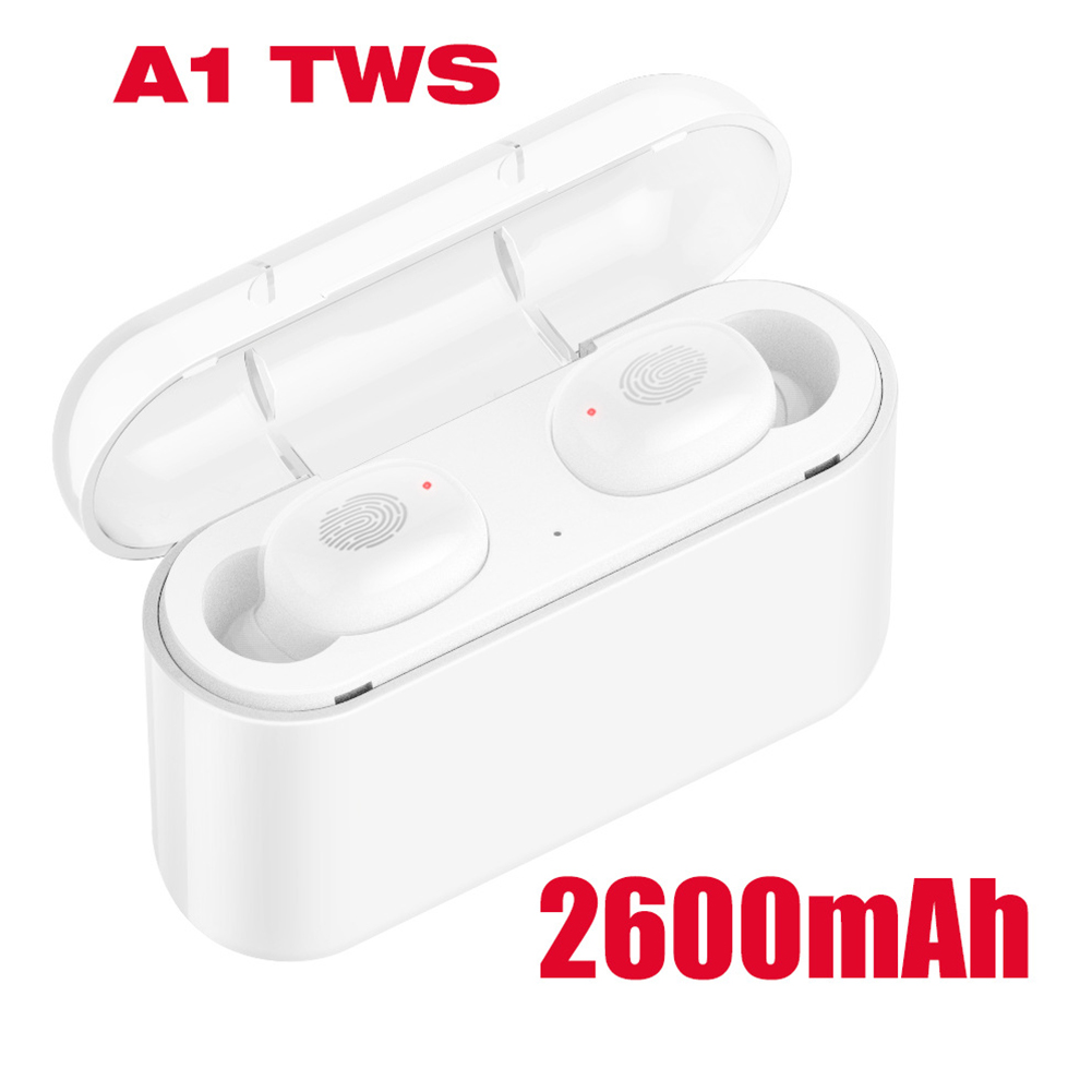 A1 TWS Bluetooth Headset 5.0 Touch Motion Wireless Bluetooth Earphone 2600 mAh white