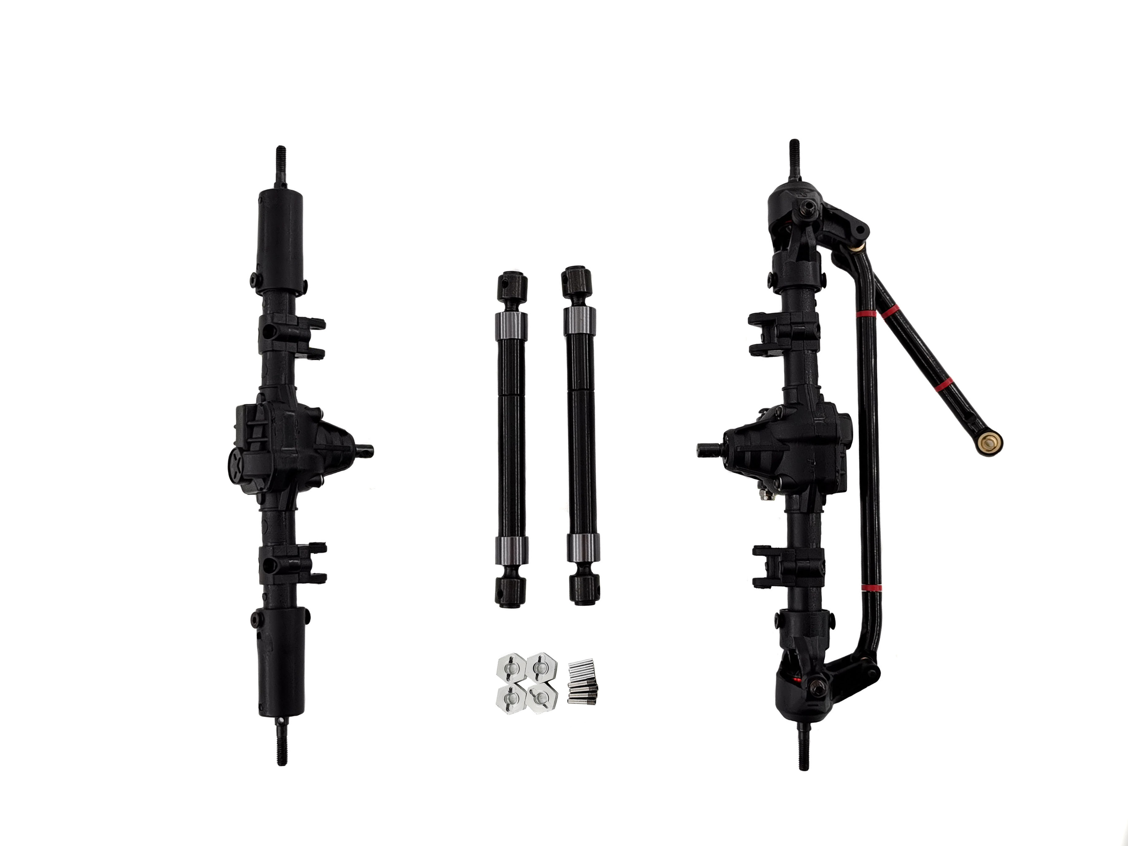 1/10 RC Car Front & Rear Bridge Axle Shaft Transmission Bridge with Differential for SCX10 SCX10 II 90046 90047 313mm 12.3in Wheelbase Assembled Frame Chassis With differential_Front and rear axles + drive shafts