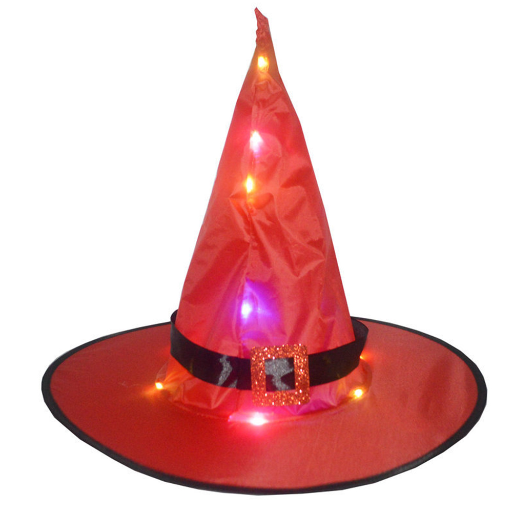 Wholesale Halloween Glowing Witch Hat Lighting Headwear for Outdoor