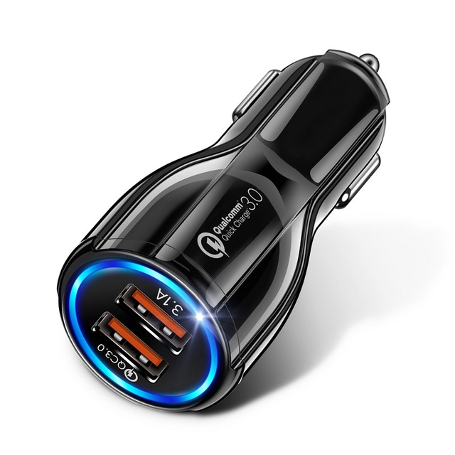 18W 3.1A Car Charger Fast Charger 3.0 Universal Dual USB Adapter for Samsung Xiaomi 8 Mobile Phone black_Car charger
