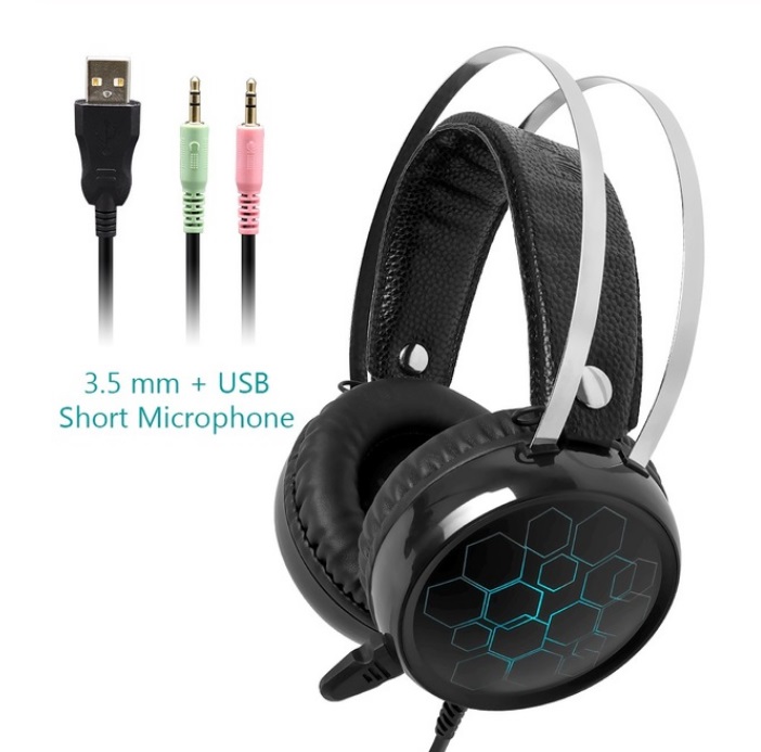 Professional 7.1 Gaming Headset Gamer Surround Sound USB Wired Headphones with Microphone for PC Computer Xbox One PS4 RGB Light 3.5 short Mic