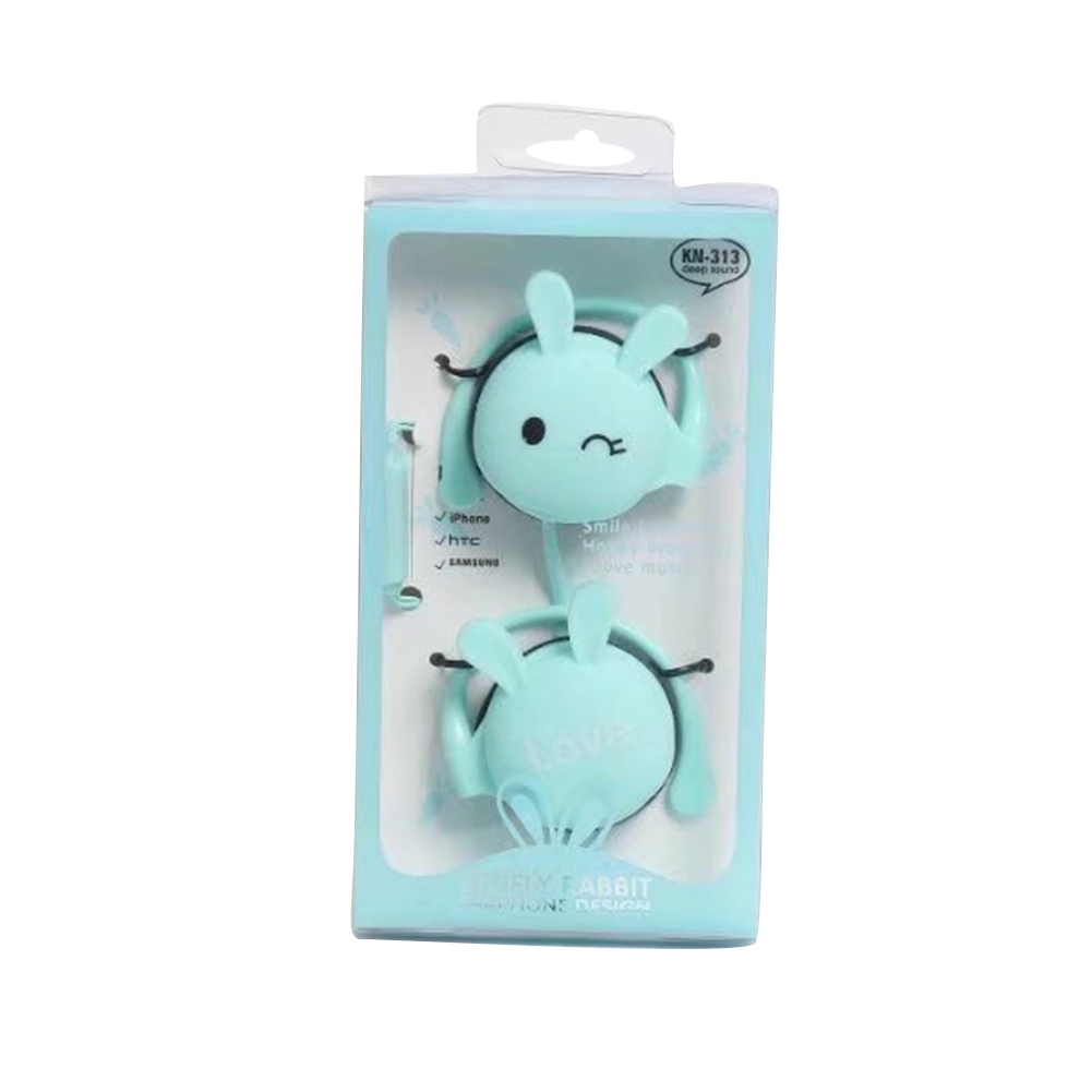 Wird Headphone Universal Ear Hool Metal Heavy Bass Cartoon Style Headset Blue
